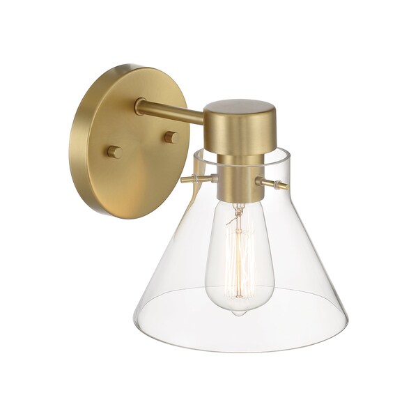 Designers Fountain Willow Creek 7.5in 1-Light Brushed Gold Contemporary Indoor Wall Sconce with Clear Glass Shade D204M-1B-BG - main